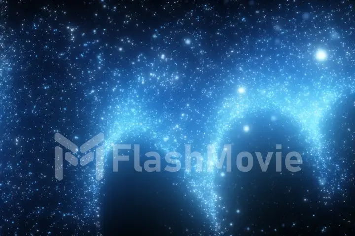 3d illustration flowing particles with beautiful flash light effects. Beautiful abstract background