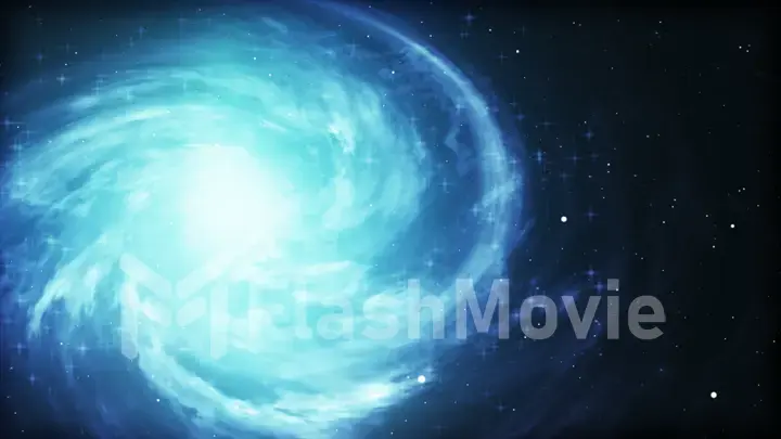 Bright cosmic background with blue glowing vortex. Abstract astronomy wallpaper design with super nova or black hole