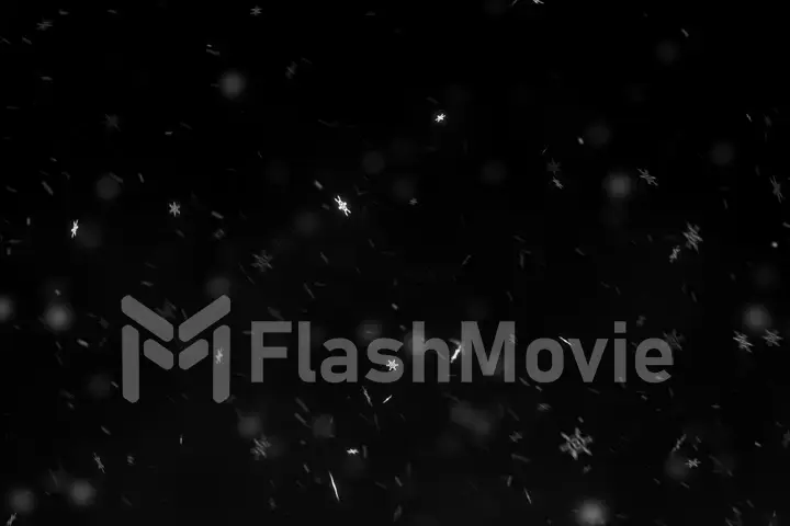 Falling snowflakes, magic snow black background 3d illustration