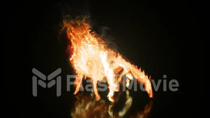 Burning Collection. Fire spider. Nature and animals concept. Orange color. 3d Illustration