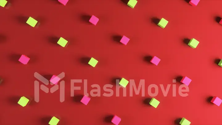 Abstract 3d illustration background made from moving colorful cubes.