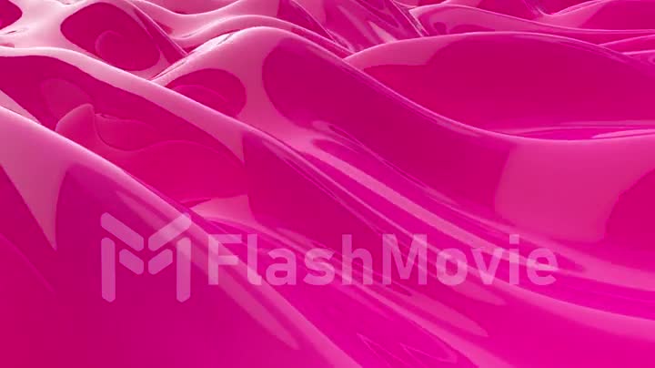 Pink abstract liquid reflective wave surface