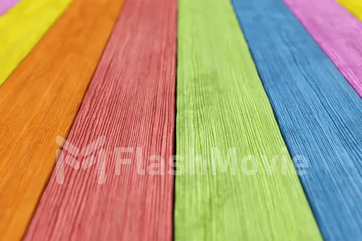 Old wood plank rainbow background with depth of field. 3d illustration