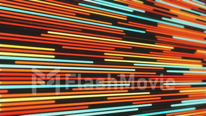 Abstract background of glowing neon red and orange lines 3d illustration