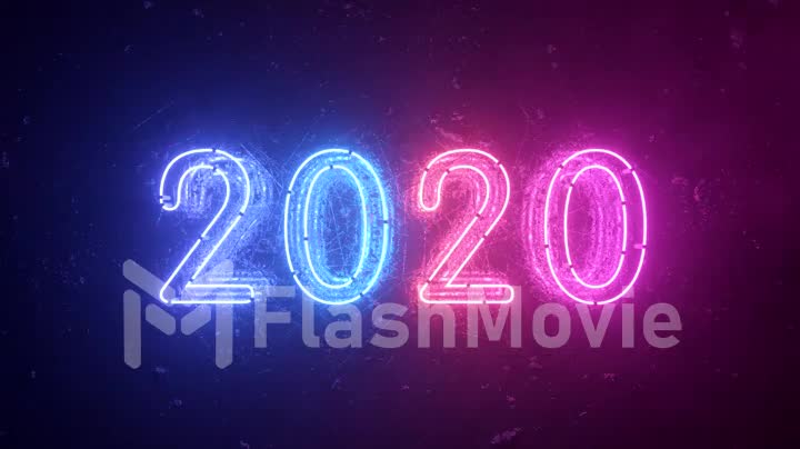 2020 neon sign background new year concept