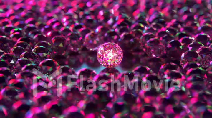 The concept of rarity and uniqueness. Large glowing diamond sphere surrounded by small diamond spheres. 3d animation