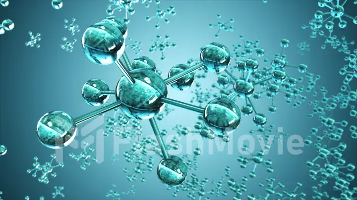 Abstract background with a molecules of water. 3d Illustration with DOF effect.