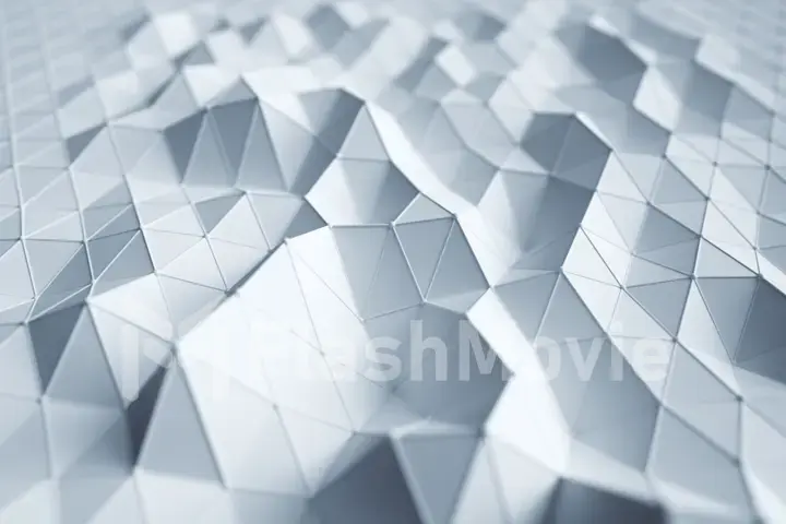 Beautiful white low poly surface morphing in abstract 3d animation. 3d illustration