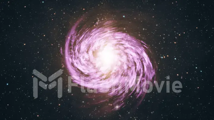 Rotating spiral galaxy with stars in outer space 3d illustration