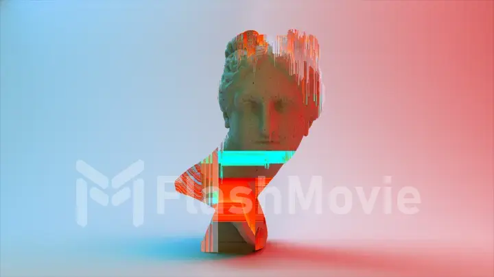 Glitch of Venus head on light background. 3d illustration