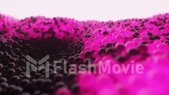 Abstract cloud of randomly glowing pink spheres