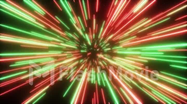 Seamless loop 4k cg cnimation of abstract creative cosmic background. Hyper jump into another galaxy. Speed of light, neon glowing rays in motion. Beautiful fireworks, colorful explosion, big bang.