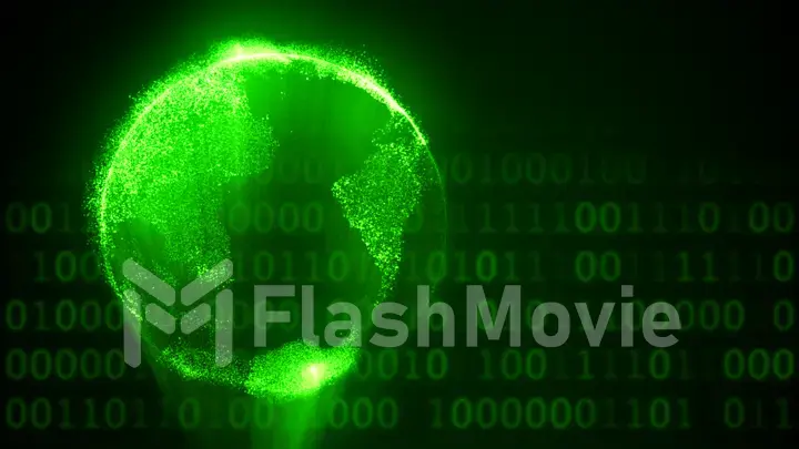 Digital green world on abstract background 3d illustration