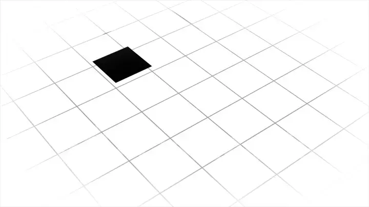 3d illustration of a glowing square in a grid. Seamless loop. Flat design. Place for your text . Concept of selection. Copy space