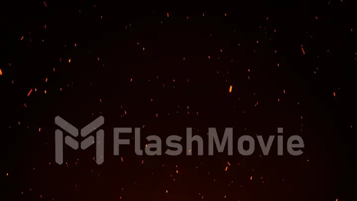 Firestorm texture on black background, shot of flying fire sparks in the air 3d illustration