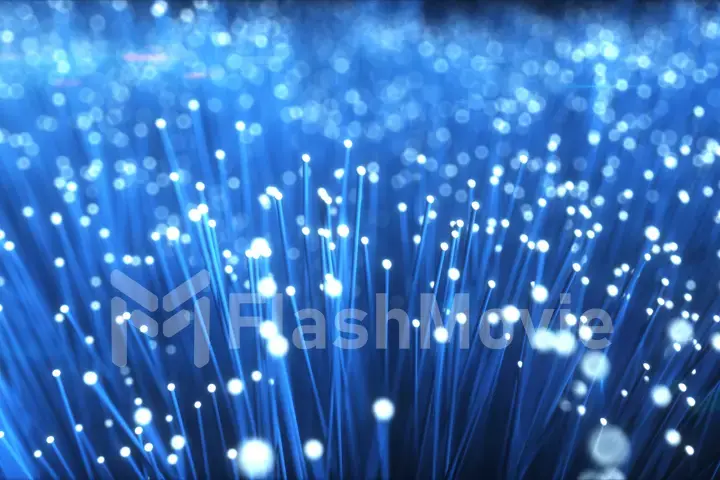 Millions of fiber optic cables transmit signal in a chaotic motion. Red and blue cables 3d illustration