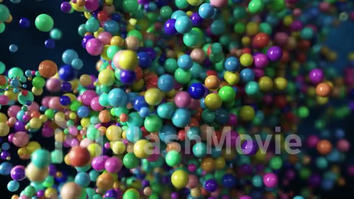 Abstract background with moving colorful multi-colored spheres