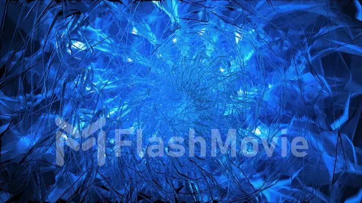 Abstract background with swirl of crystal glass and glassed drops. 3d illustration