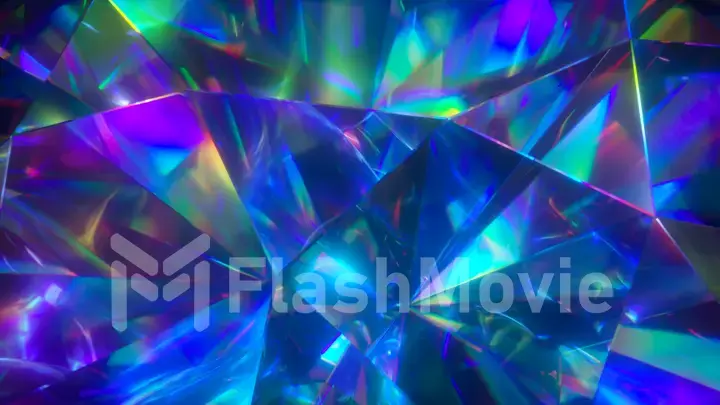 The light passes through the facets of a slowly rotating diamond and creates repetitive sparkling highlights and bright rainbow colors. Rainbow dispersion of light. 3d illustration