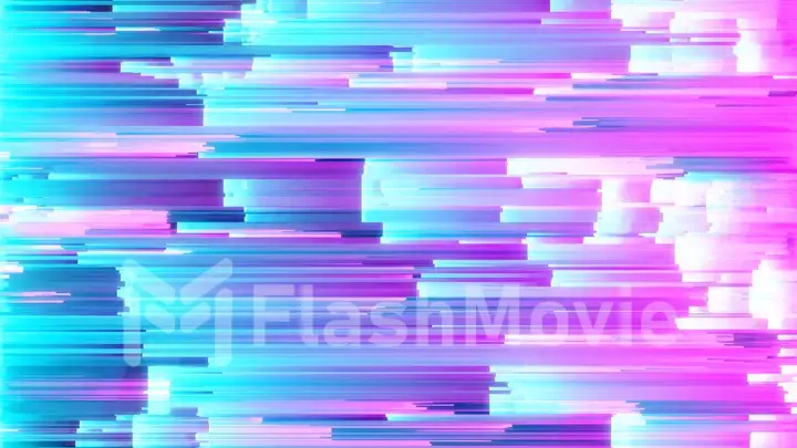 Abstract 3d illustration of pixel sorting pattern glitch effect. Use in music video, transitions, broadcast, Fluorescent ultraviolet light Blue pink spectrum