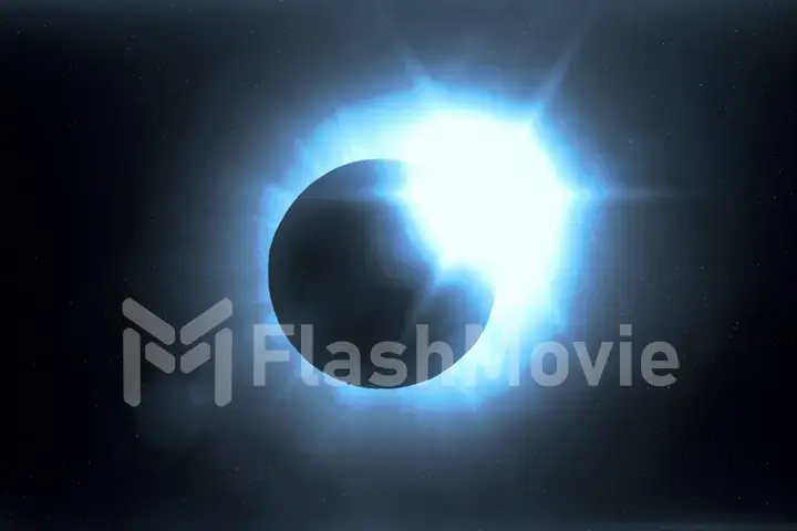 Full solar eclipse. The Moon mostly covers the visible Sun creating a diamond ring effect. This astronomical phenomenon can be seen as a sign of the End of the World. 3d illustration