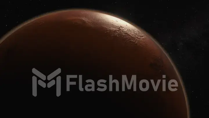 Cosmos concept. Flight over Mars. Top view of the planet's surface. 3d Illustration