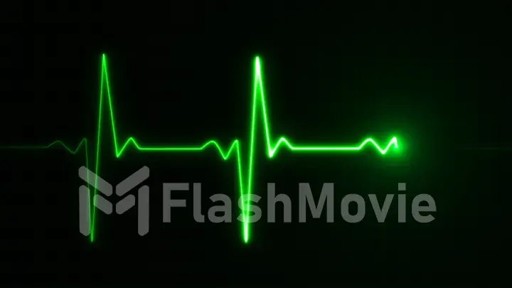 Neon Heart beat pulse in green illustration