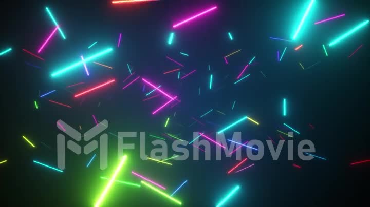 Infinite flight in space among fluorescent neon lamps