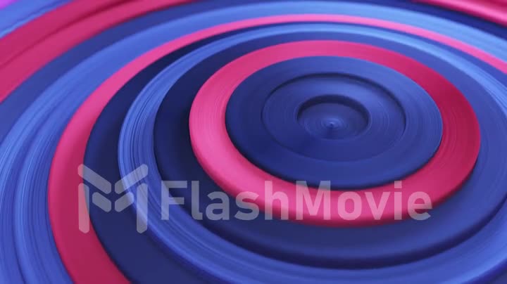 Abstract pattern of colorful circles with offset effect. Red blue rings animation. Abstract creative background. Seamless loop 4k 3d render.