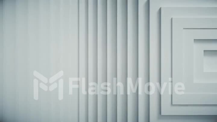 Abstract pattern of squares with offset effect. White blank animation cubes. Abstract background for business presentation. The center is shifted to the side. Seamless loop 4k 3d render