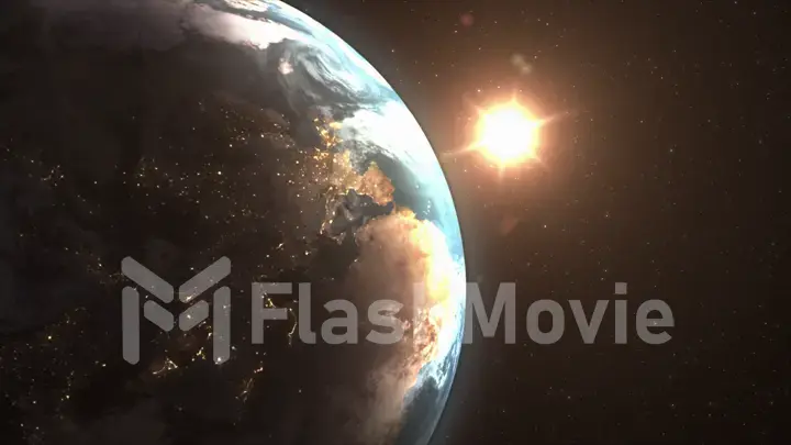 Close-up View of Amazing Earth Planet in Space. 3D Rendering. Elements of this image illustration