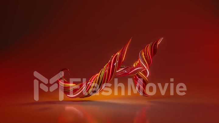 Collection Living Alphabet. Unique twisted letters. Red yellow color. Letter H. 3d animation of seamless loop