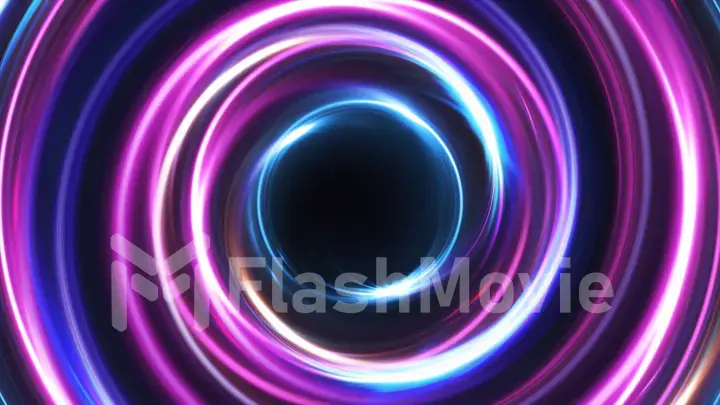 Abstract 3d illustration neon background. luminous swirling. Glowing spiral cover. Black elegant. Halo around. Power isolated. Sparks particle.Space tunnel. LED color ellipse. Glint glitter