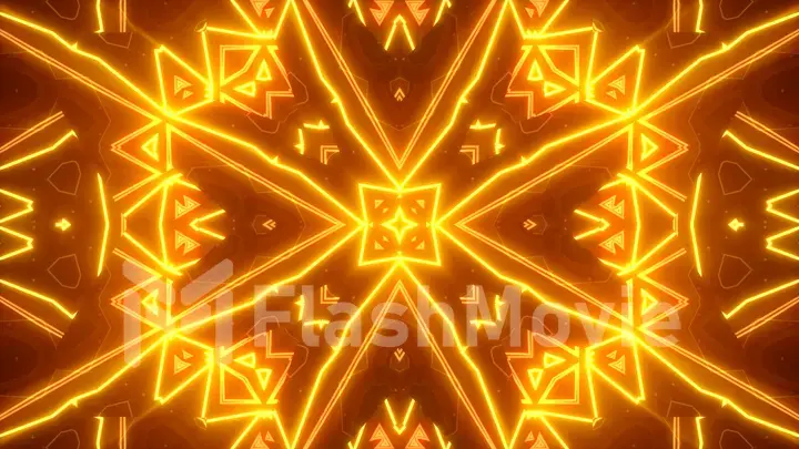 Abstract orange seamless loop kaleidoscope multicolored patterns motion graphics background 3d illustration