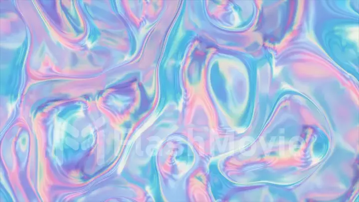Animated 3D waving fabric texture. Liquid holographic background. Smooth wave surface of silk fabric with ripples and folds of fabric. 3d illustration