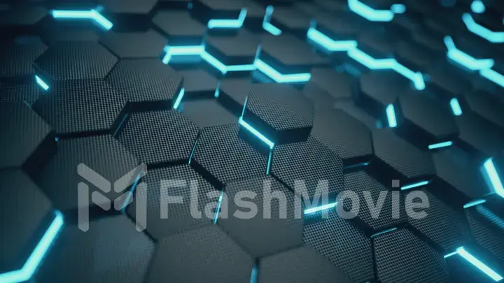 Abstract trendy sci-fi technology background with hexagonal pattern. Futuristic surface concept with hexagons. 3d illustration