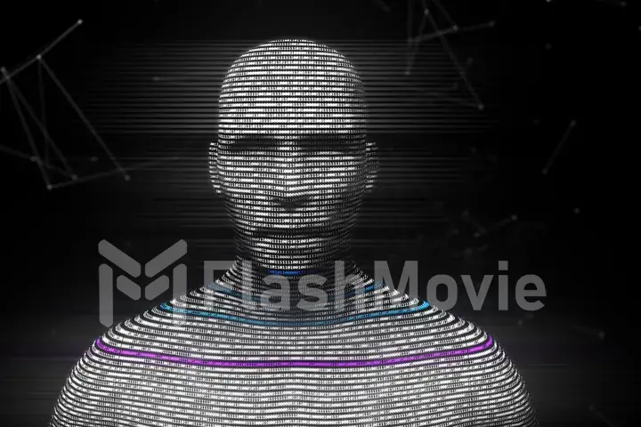 A digital virtual man generated from binary code 3d illustration