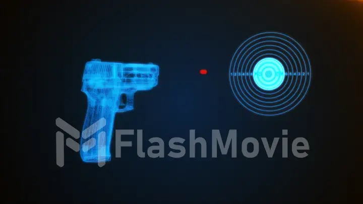3d illustration of a pistol shooting at a target