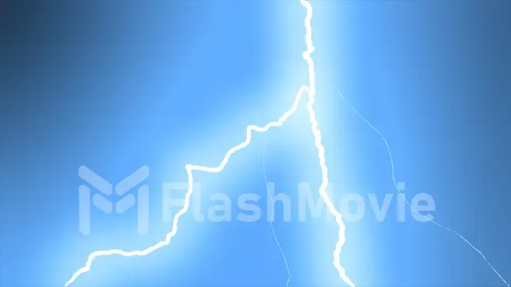 Several lightning strikes over black background. Blue. Electrical Storm. 3d illustration