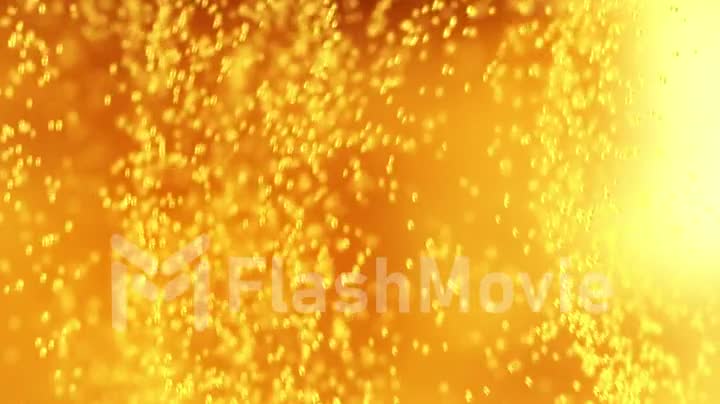 3d Render Of Fine Bubbles Rising In A Glass With Orange Liquid. Abstract Bubble Background