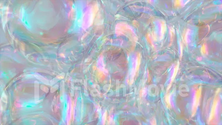 Transparent soap bubbles fly and gather together. Bubble rainbow. Lather. Lots of soap bubbles. Pearl.