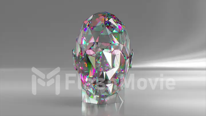 The concept of self-improvement. Diamond human face. Head. Gemstone. 3D illustration