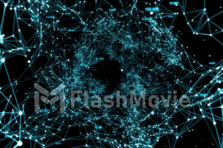 abstract space background, geometry surfaces, lines and points. Abstract tunnel grid. Can be used as digital dynamic wallpaper, technology background. 3d illustration