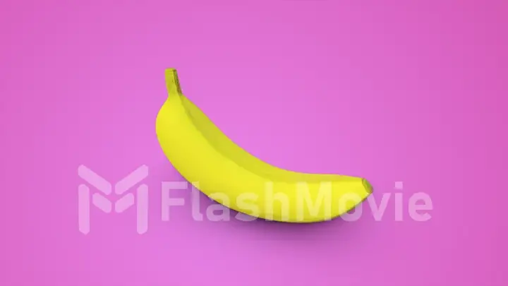 Yellow banana on a pink background 3d illustration