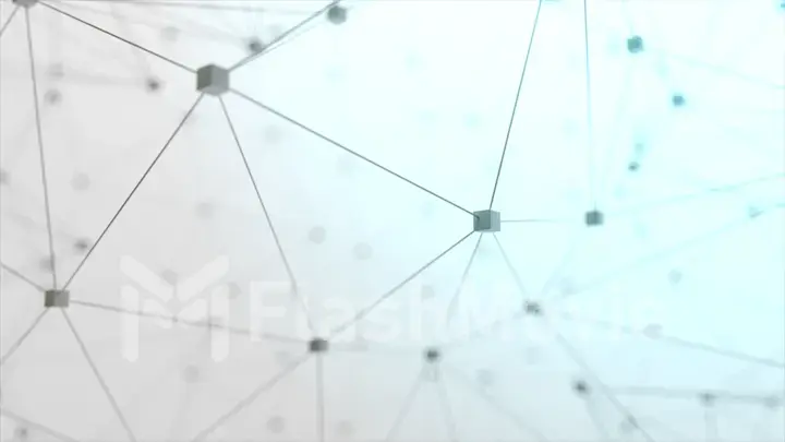 Network animation connected cube on white background. 3d illustration