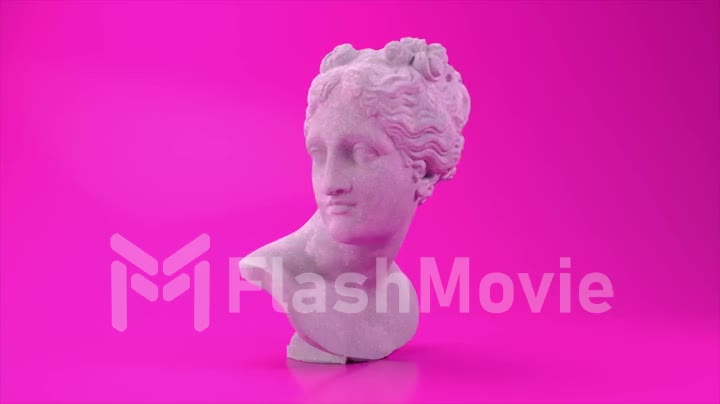 Glitch of Venus head on pink background. 4K. Ultra high definition. 3840x2160. 3D animation of seamless loop