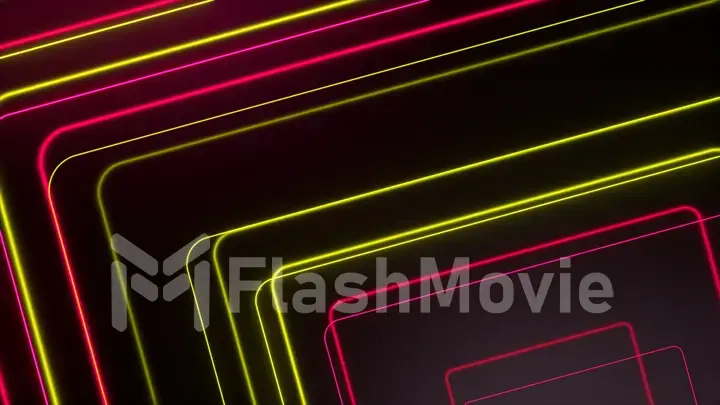 Red yellow glowing neon lines abstract tech futuristic motion background. 3d illustration
