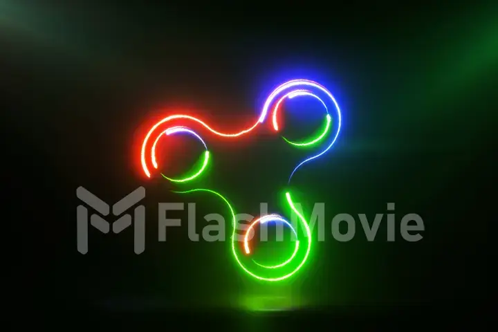 Glowing rotating red green and blue spinner illustration