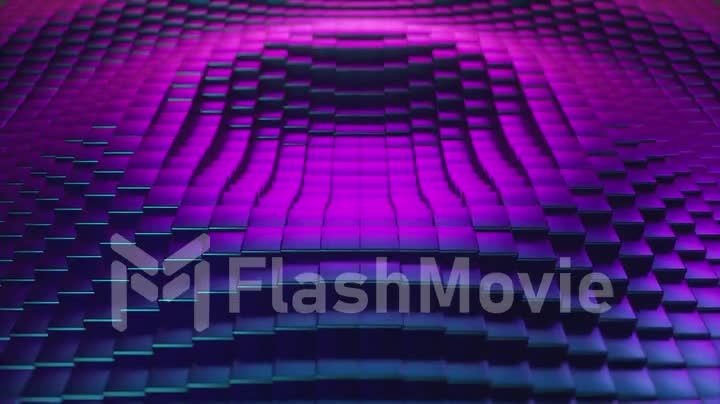 Abstract ultraviolet cubic surface in motion