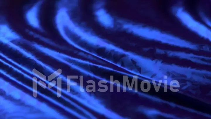 3d illustration of a blue developing fabric with patterns. Elegant and luxurious fashionable dynamic style.